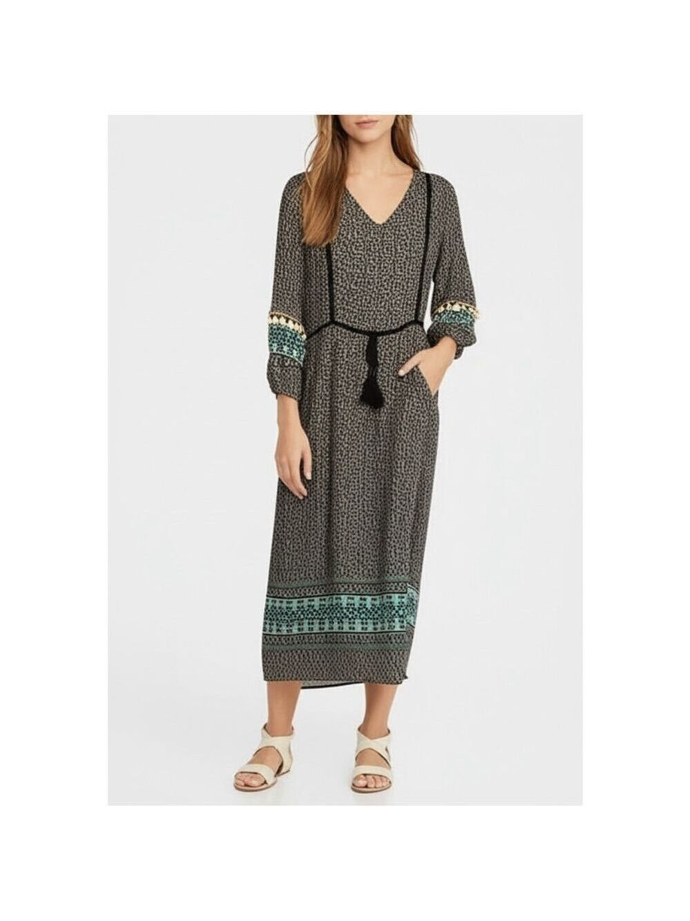 Blush Noir Peasant Bohemian Midi Dress, Size M NWT